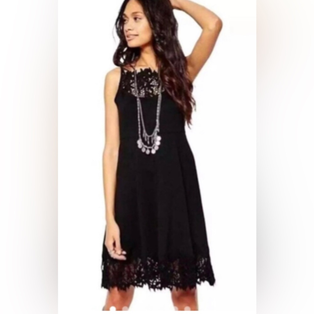 Free People Forget me Not Black Crochet Dress medium